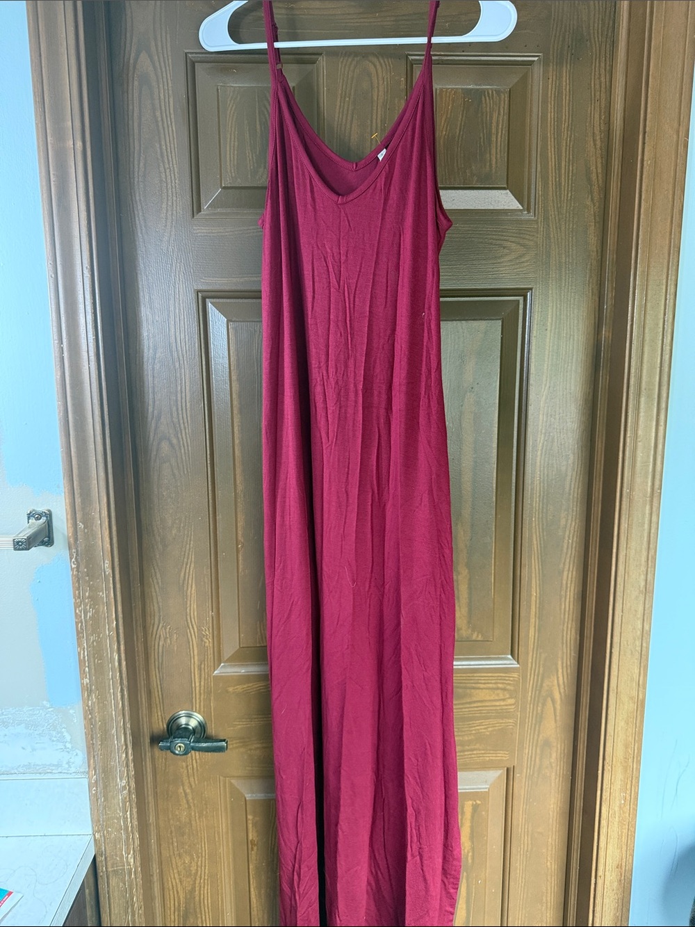 Women’s Burgundy Slip Maxi Dress – Sleeveless V-Neck